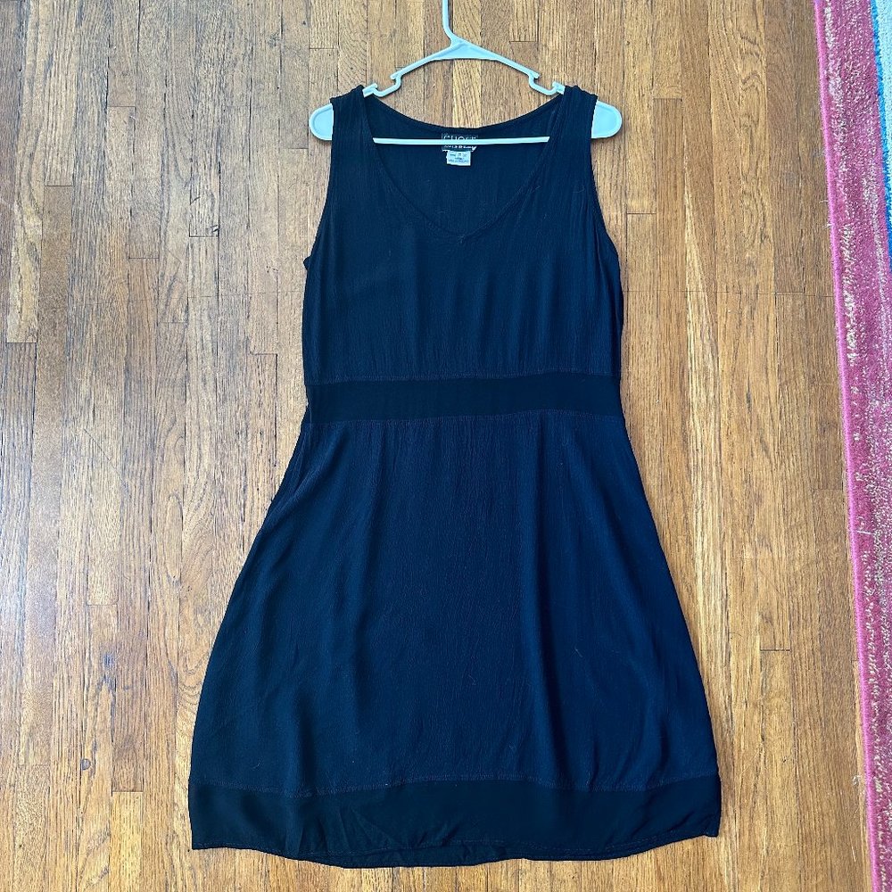 Black 90s Vintage Ghost Shift Dress w/ Sheer Trim - Sz. M